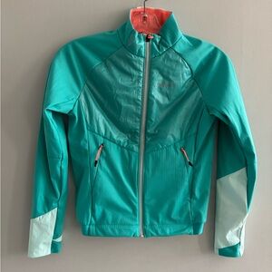 Inovik Kid’sTeal and Orange Jacket Stretchy Waist Reflective Zippers Decathlon